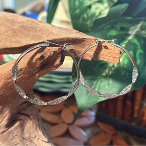 Sparkly Stardust Twisted Silver Hoop Earrings